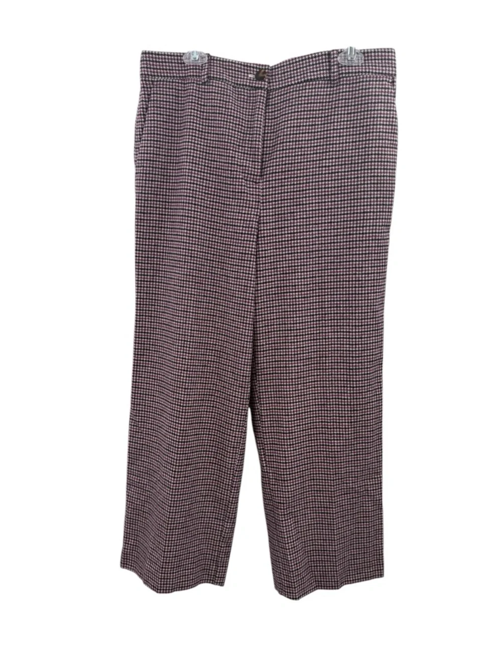 Ann Taylor Houndstooth Pants Size 12 purple Black High Rise Straight Leg Career